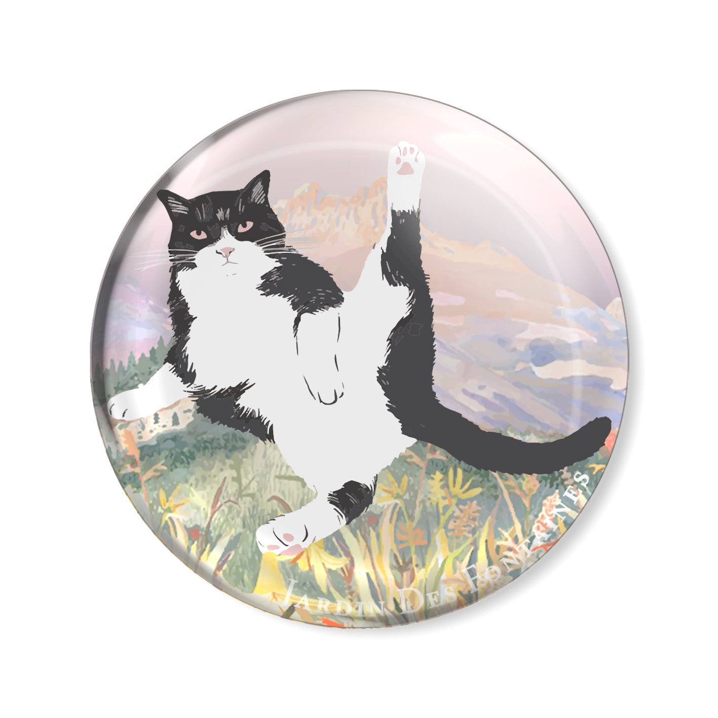 "Yogis Cat and Flower"  Crystal Fridge Magnet 3cm