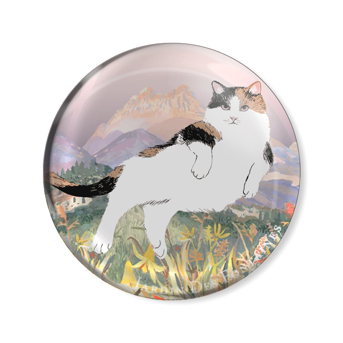 "Yogis Cat and Flower"  Crystal Fridge Magnet 3cm