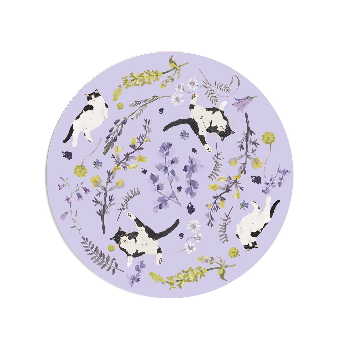 "Yogis Cat and Flower" Ceramic Potholder,  Hot Pad