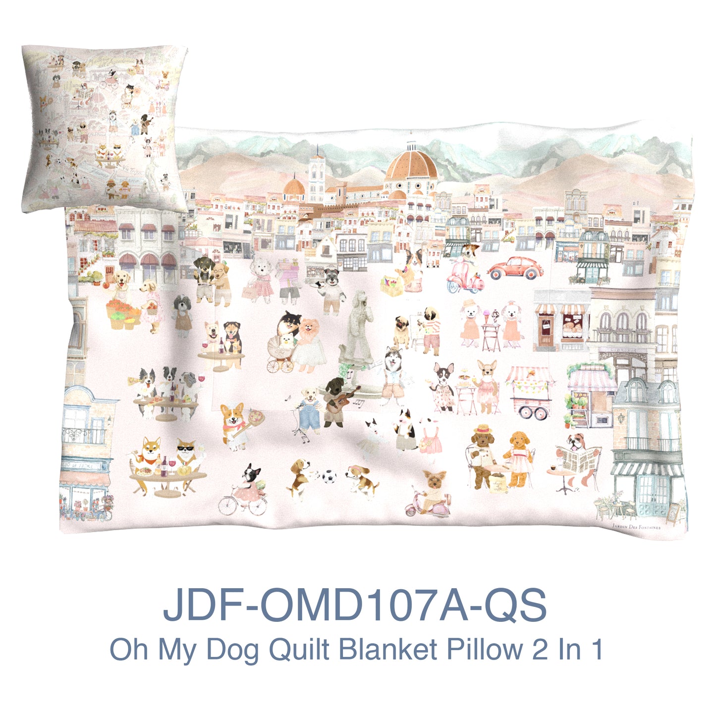 "Oh My Dog" Quilt Blanket Pillow 2 In 1
