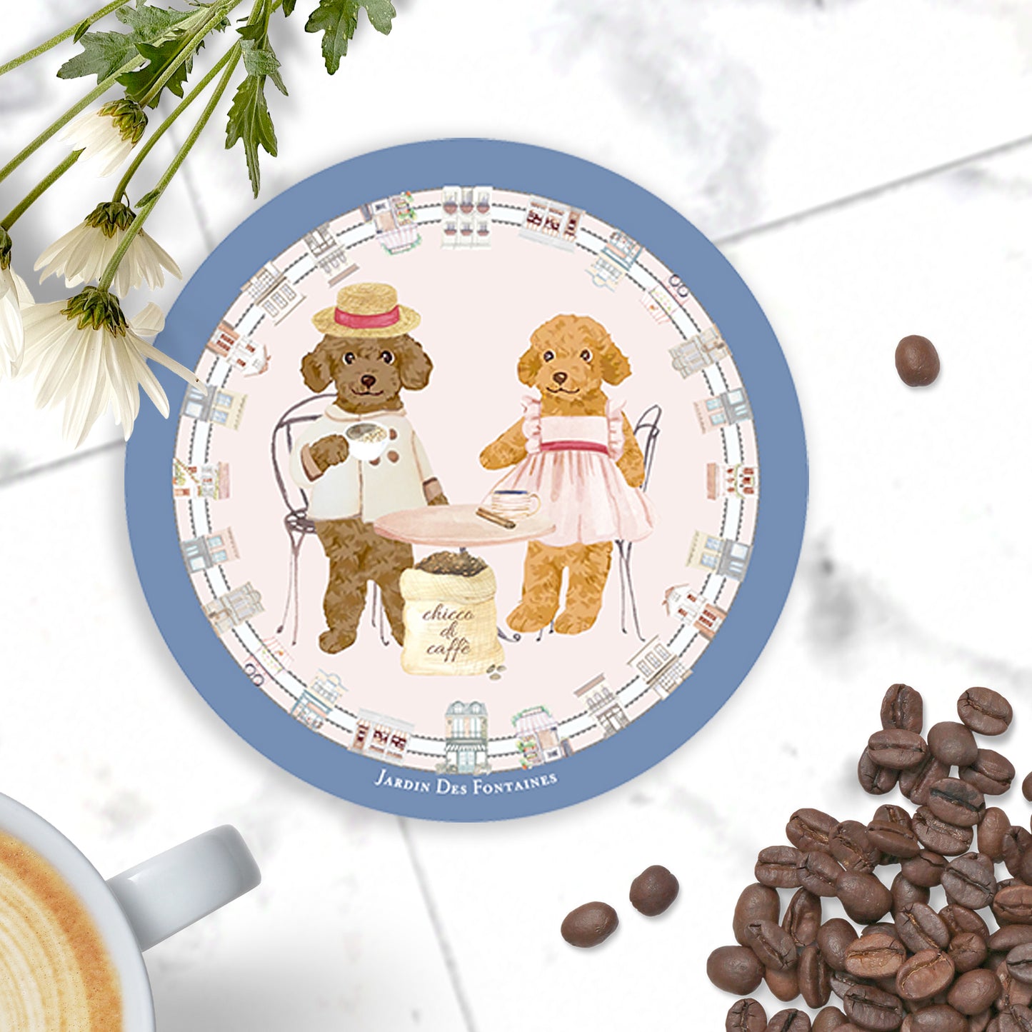 "Oh My Dog" Teacup Poodle & Coffee Ceramic Coaster