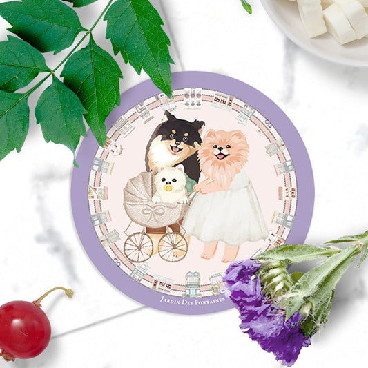 "Oh My Dog" Pomeranian's Family Ceramic Coaster