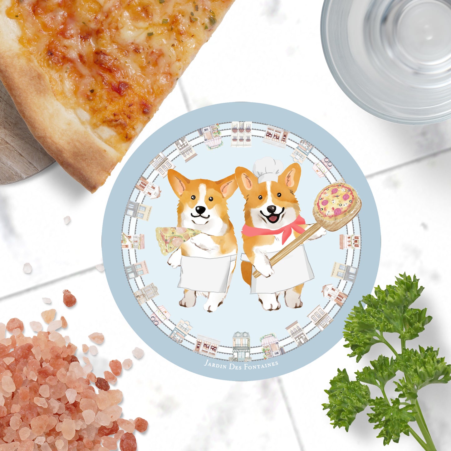 "Oh My Dog"  Cheef Corgi Ceramic Coaster