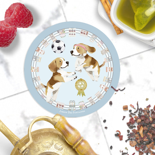 "Oh My Dog" Soccer Beagle Ceramic Coaster