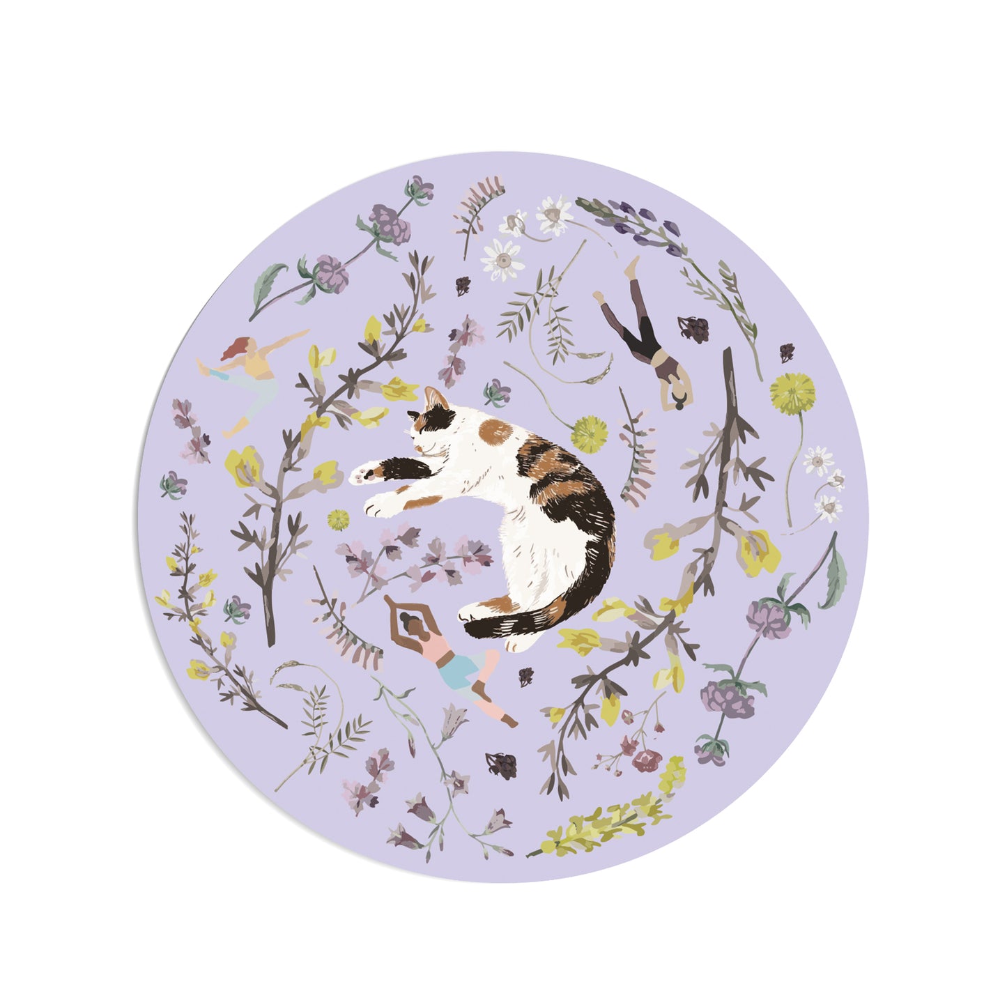 "Yogis Cat and Flower" Ceramic Coaster