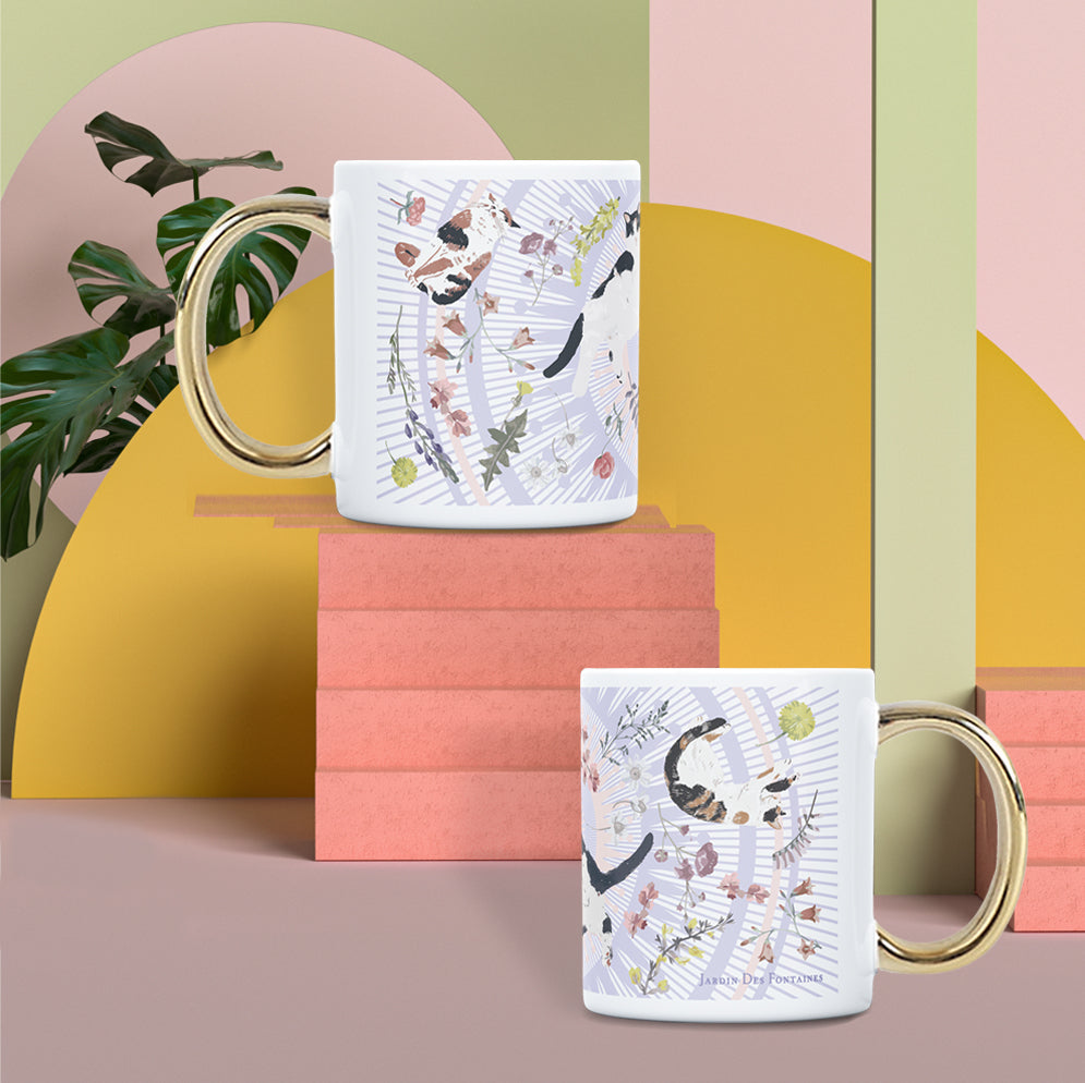 "Yogis Cat and Flower" Porcelain Mug 350ml