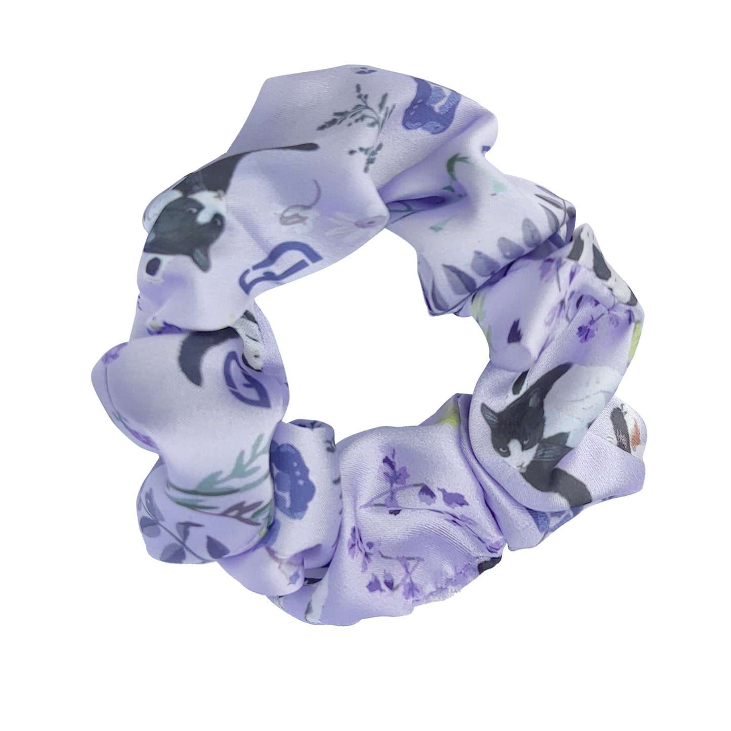 "Yogis Cat and Flower" Silky Scrunchie